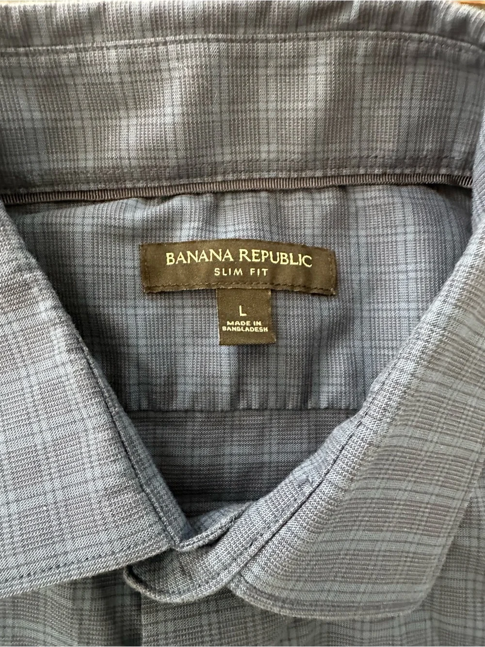 Banana Republic Blue Plaid Dress Shirt